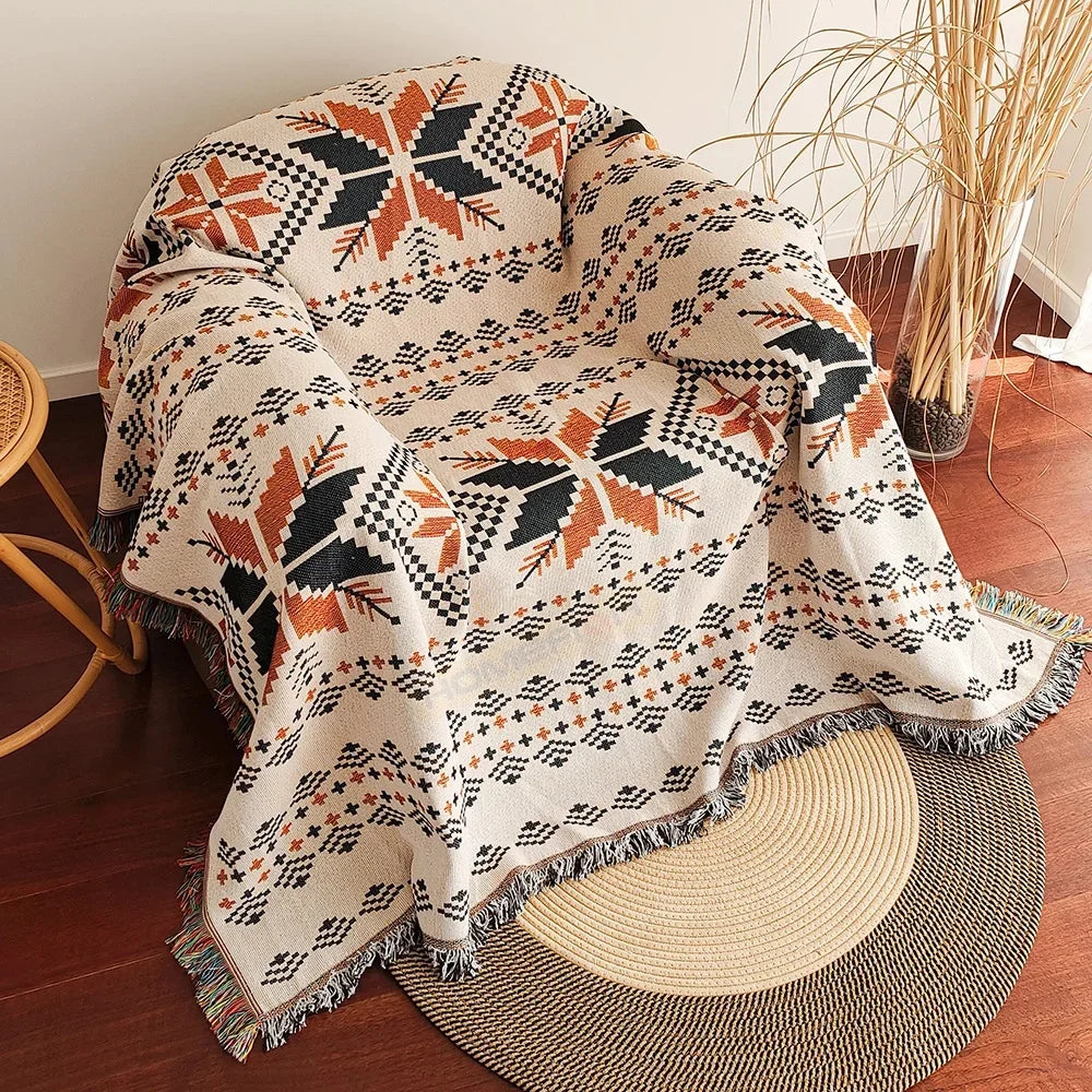 Geometric Woven Throw with Fringe - Image 8