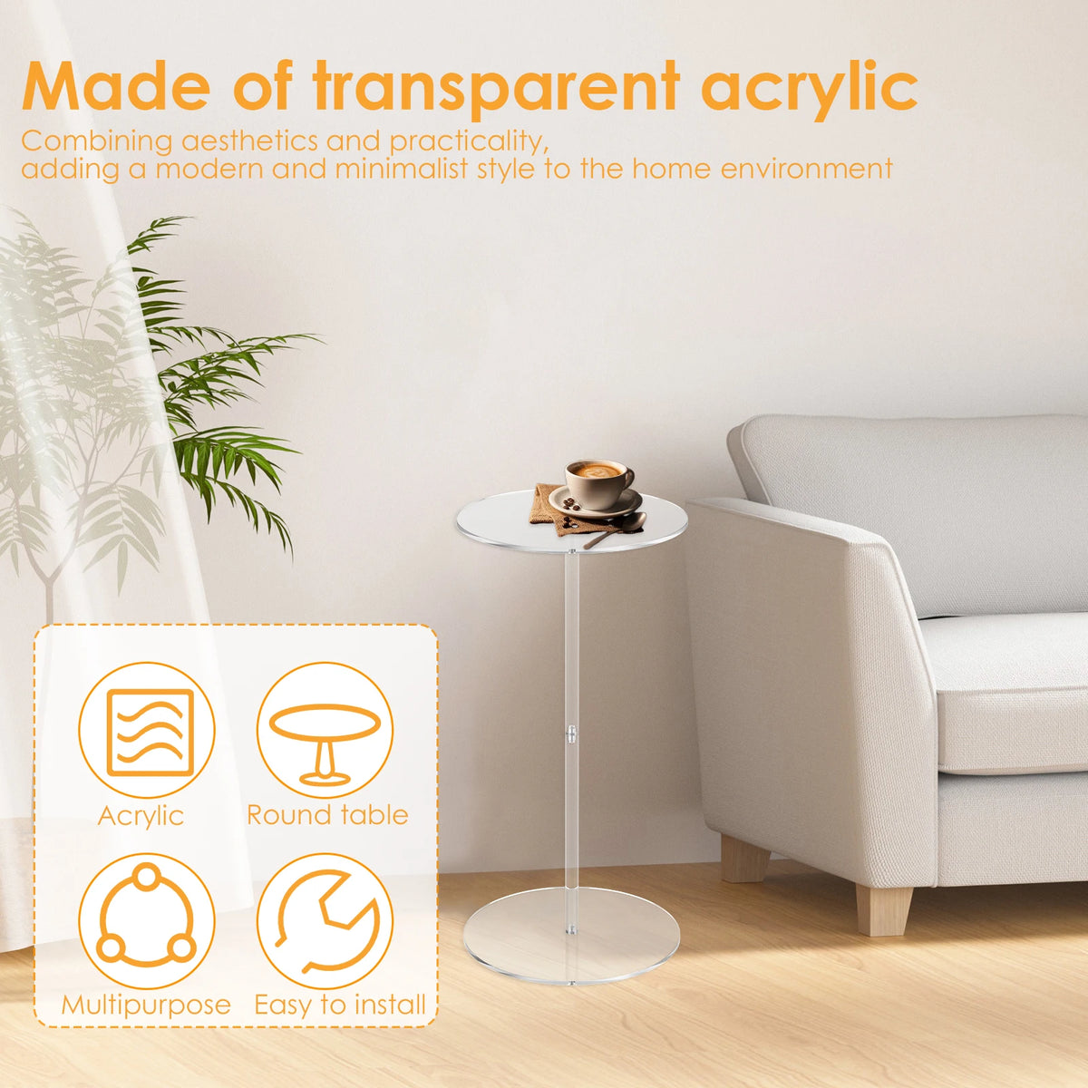 19.7-Inch Clear Acrylic Side Table - Image 2