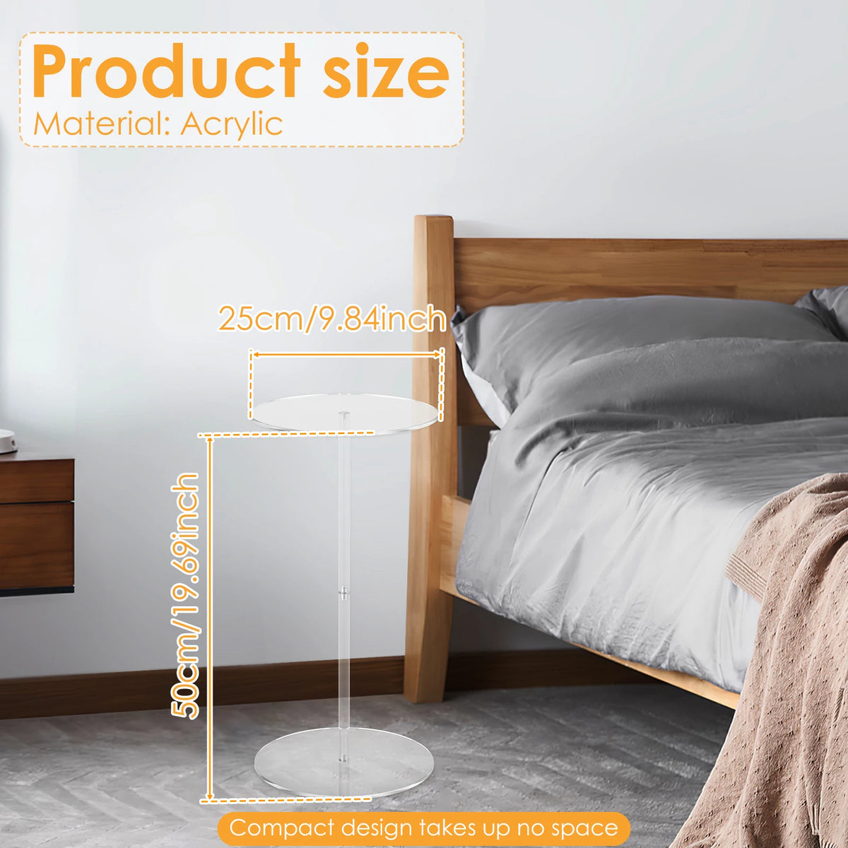 19.7-Inch Clear Acrylic Side Table - Image 4