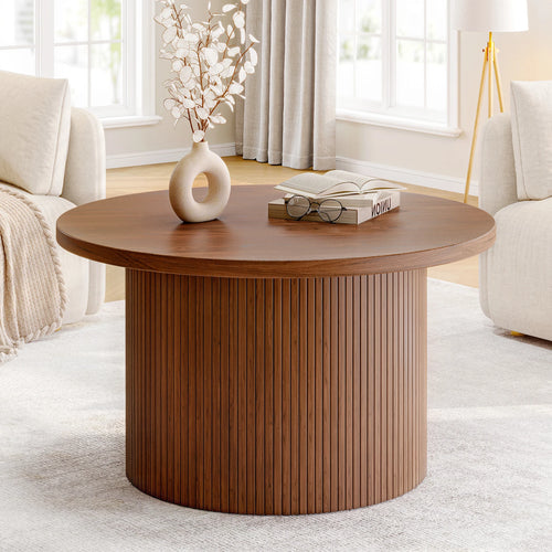 31.5-Inch Round Fluted Coffee Table - Image 1