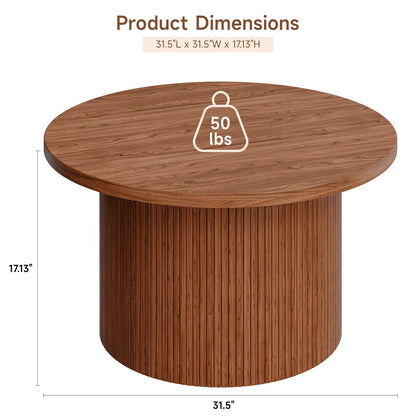31.5-Inch Round Fluted Coffee Table - Image 2