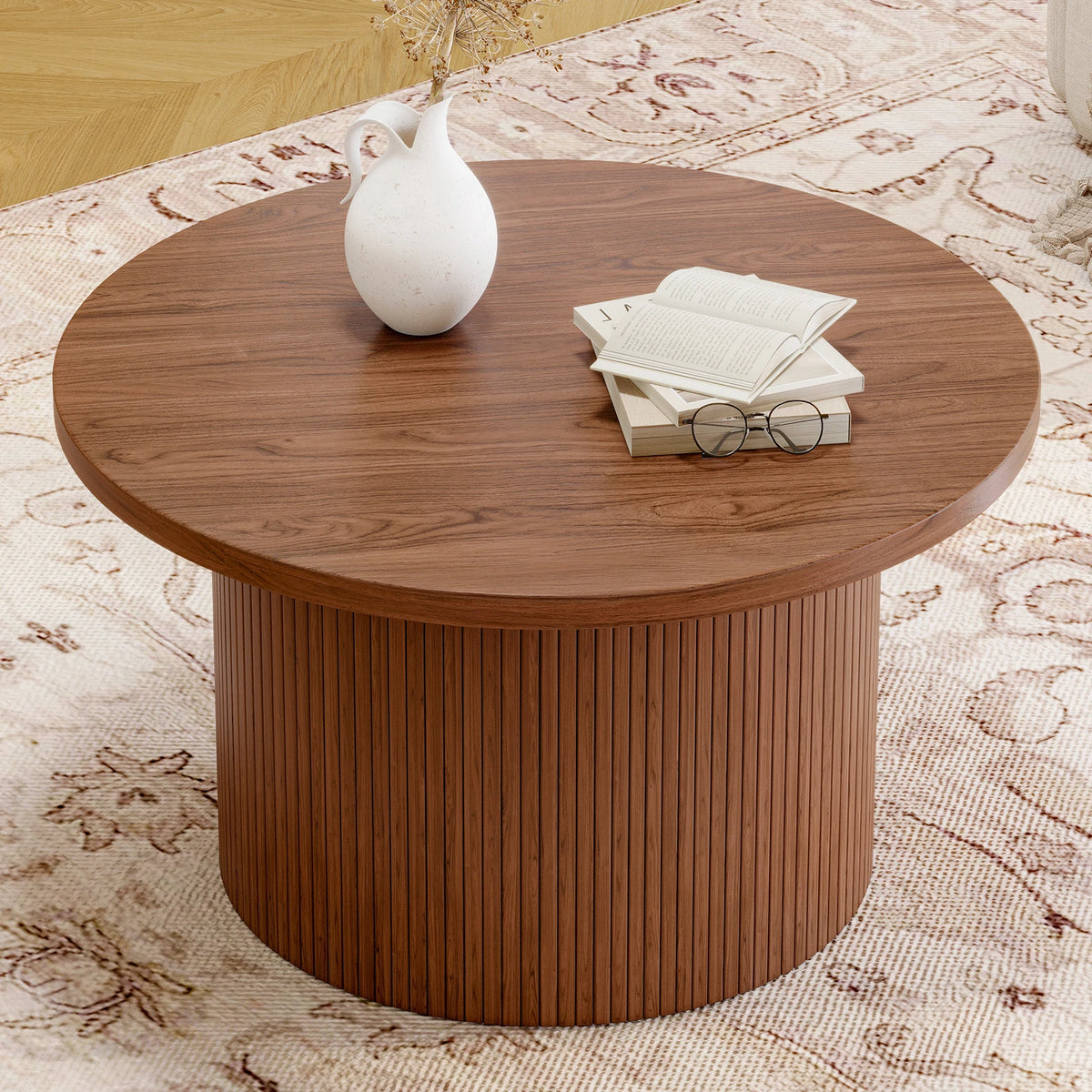31.5-Inch Round Fluted Coffee Table - Image 3