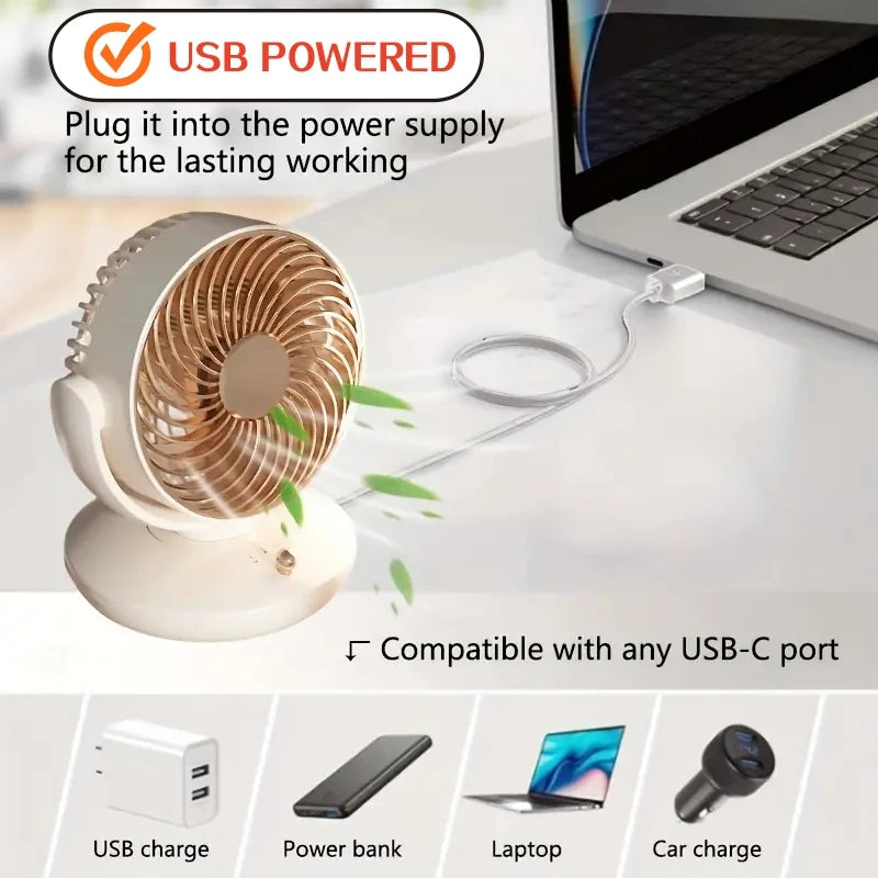 6-Inch Oscillating USB Desk Fan - Image 2