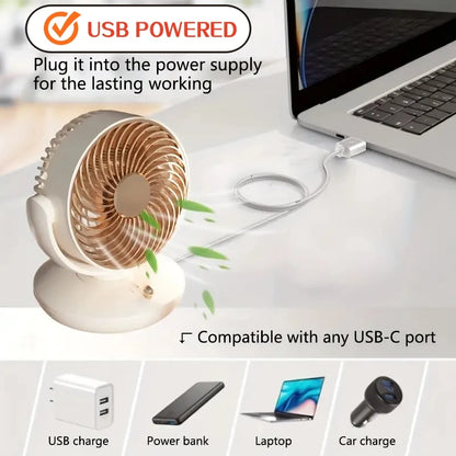 6-Inch Oscillating USB Desk Fan - Image 2