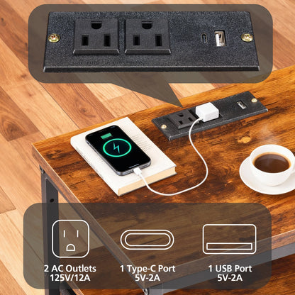 Fabric-Drawer Nightstand with Charging Station - Image 3