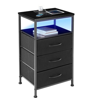 Fabric-Drawer Nightstand with Charging Station - Image 7