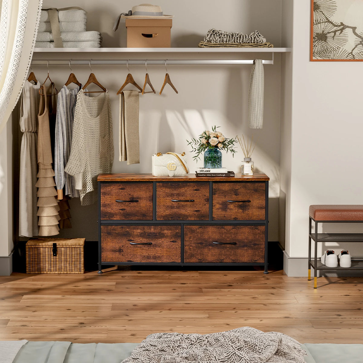 Five-Drawer Fabric Storage Dresser - Image 2