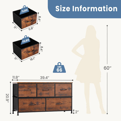 Five-Drawer Fabric Storage Dresser - Image 5