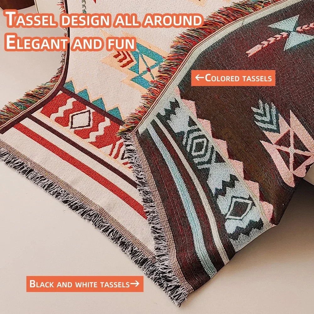 Geometric Woven Throw with Fringe - Image 5