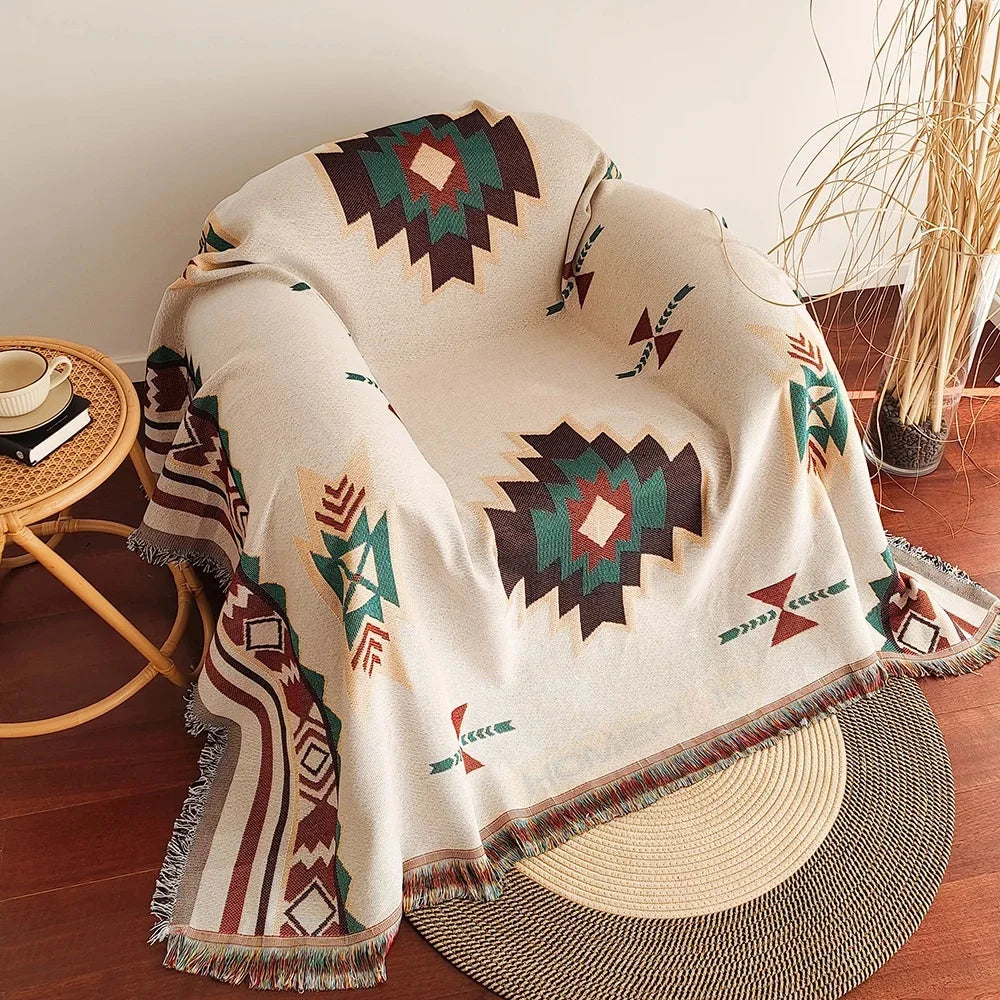 Geometric Woven Throw with Fringe - Image 7