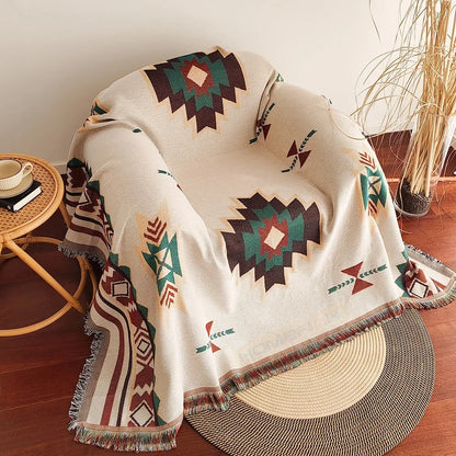 Geometric Woven Throw with Fringe - Image 7