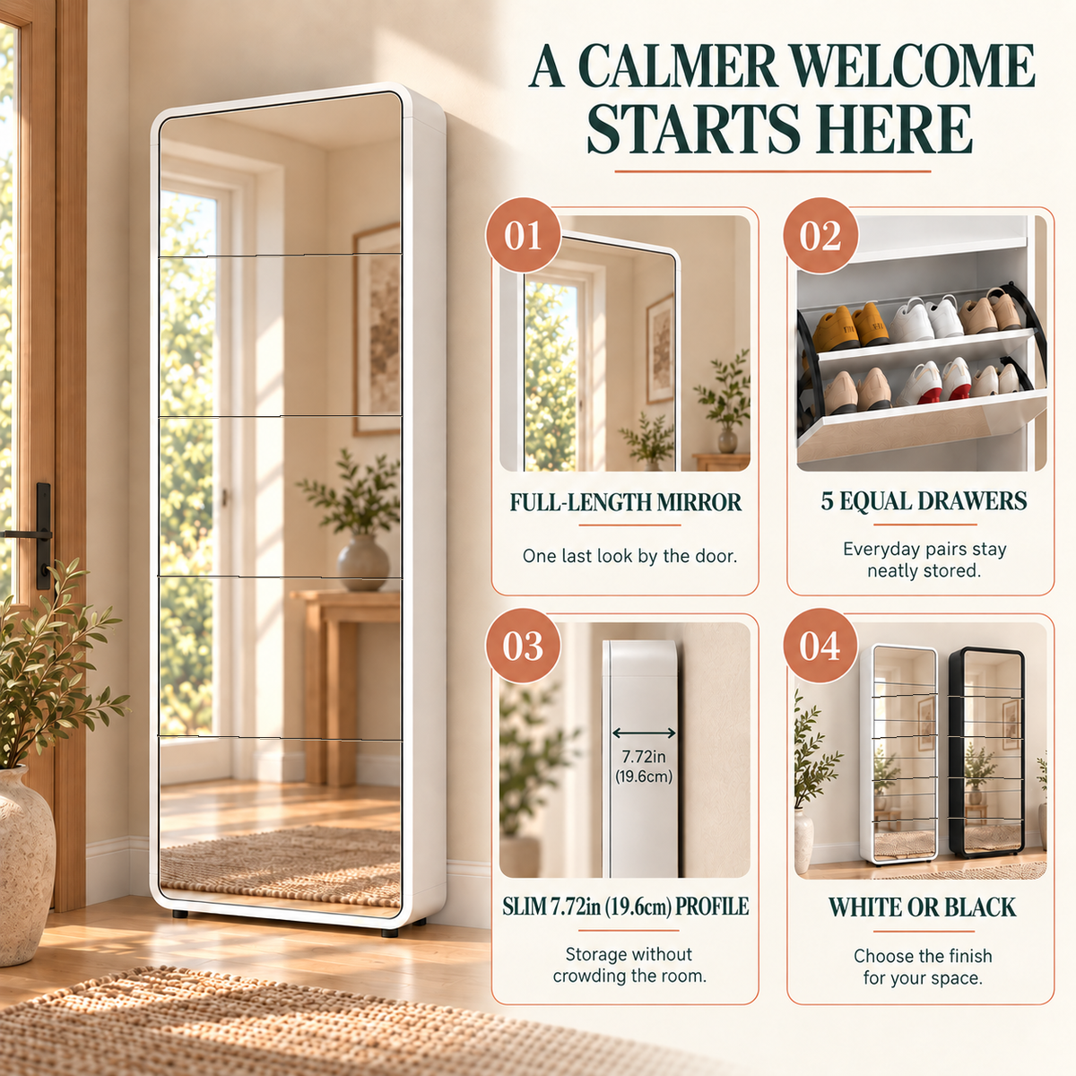 Sagerune 5 Mirror Shoe Cabinet — benefits overview