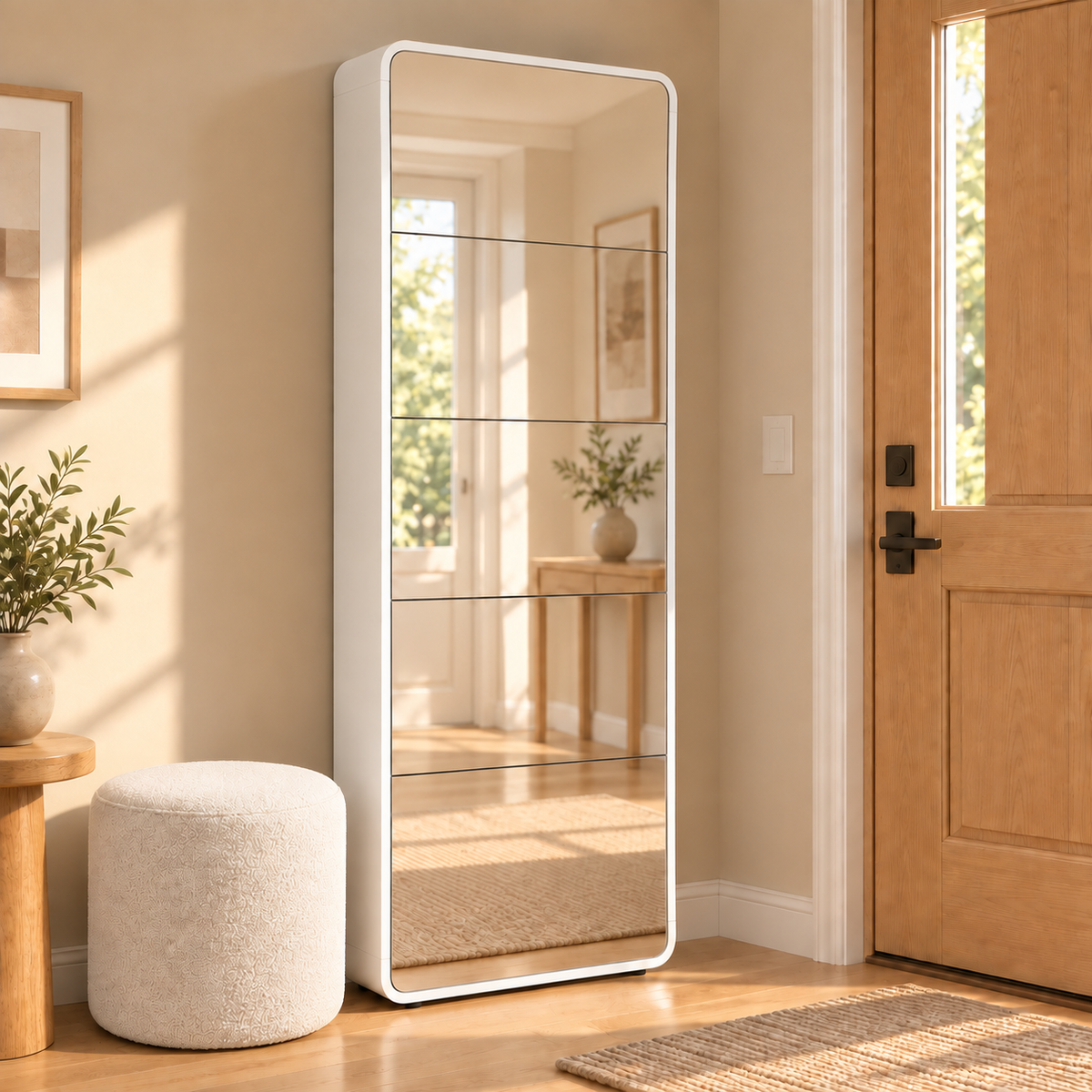 Sagerune 5 Mirror Shoe Cabinet — boucle pouf lifestyle