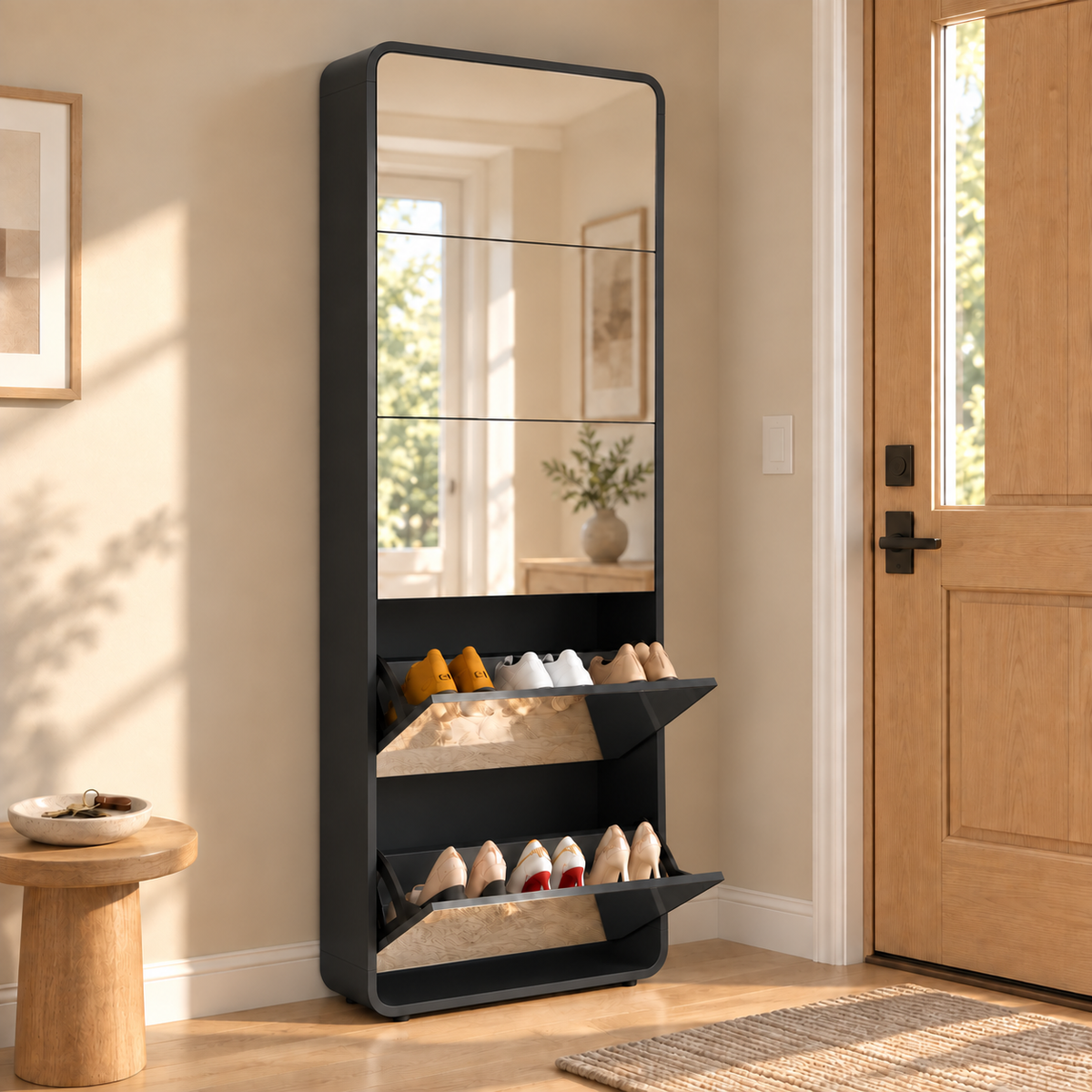 Sagerune 5 Mirror Shoe Cabinet — variant black
