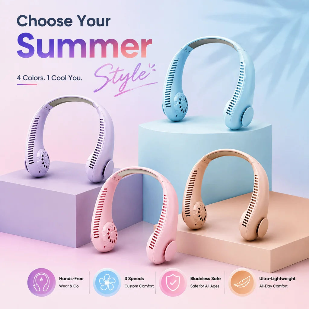 USB-Rechargeable Three-Speed Neck Fan - Image 2